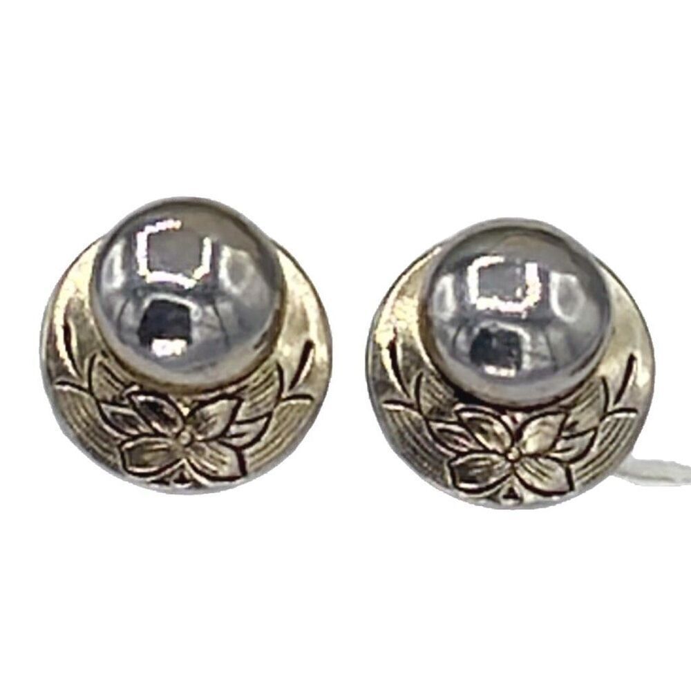 Vintage Karu ornate button style screw back earrings